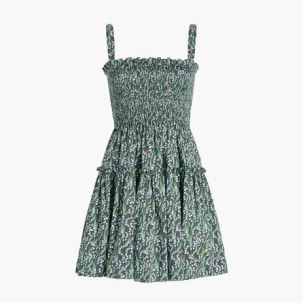 Hill House Home Seraphina Mini Nap Dress Green Black Lily of the Valley Print